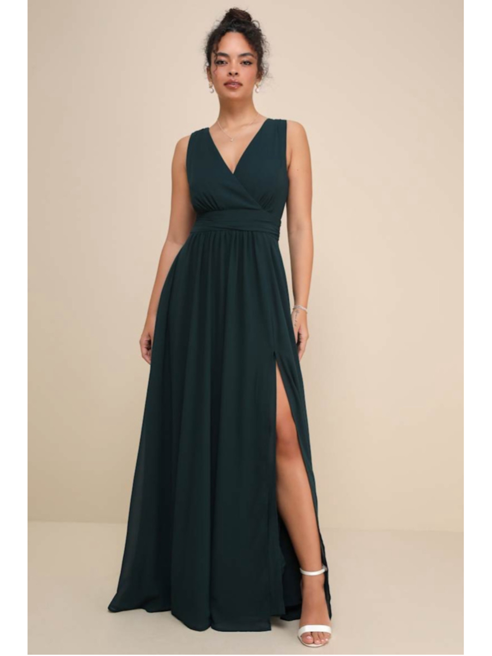 Lulu’s Thoughts of Hue Emerald Green Surplice Maxi Dress